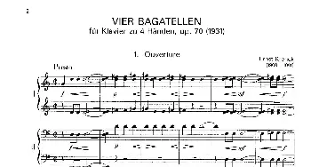 Vier Bagatellen Op.70(钢琴谱) 厄恩斯特·克热内克