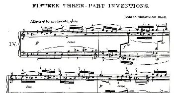 FIFTEEN THREE-PART INVETIONS之四(钢琴谱) Bach(巴赫）