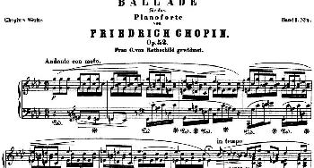 肖邦 叙事曲4 f小调 Chopin Ballade No.4 Op.52(钢琴谱) 肖邦