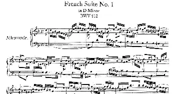 法国组曲之一 d小调(钢琴谱) 巴赫
