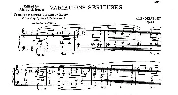 Variations Serieuses Op.54(钢琴谱) 门德尔松