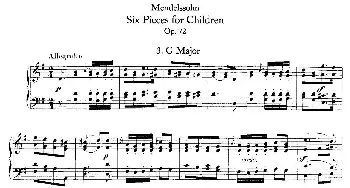 6 Pieces for Children Op.72(钢琴谱) 菲利克斯·门德尔松-巴托尔迪