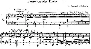 肖邦练习曲4 Op.10 No.4 激流 升c小调 C minor Torrent(钢琴谱) 肖邦