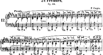 肖邦 24首钢琴前奏曲 Op.28 No.12 升G小调(钢琴谱) 肖邦