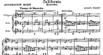 手风琴谱 | California(加利福尼亚）