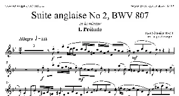 萨克斯谱 | Suite anglaise No 2,BWV 807(法国组曲之二·前奏曲）(上低音萨克斯分谱）