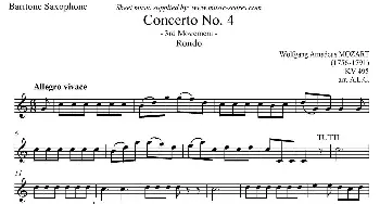 萨克斯谱 | Mozart Concerto KV495 No.4-3st Rondo 回旋曲(上低音萨克斯)Mozart(莫扎特）