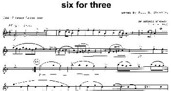 萨克斯谱 | six for three(次中音三重奏第二萨克斯分谱）