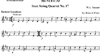 萨克斯谱 | MENUETTO from String Quartet No.17(四重奏·上低音萨克斯分谱）