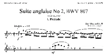 萨克斯谱 | Suite anglaise No 2,BWV 807(法国组曲之二·前奏曲）(高音萨克斯分谱)巴赫