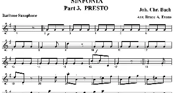 萨克斯谱 | SINFONIA Part 3. PRESTO(四重奏·上低音萨克斯分谱）