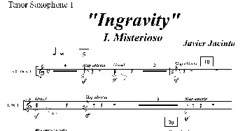 萨克斯谱 | Ingravity(第一乐章）(第一次中音萨克斯分谱)Javier Jacinto