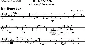 萨克斯谱 | BADINAGE(四重奏·上低音萨克斯分谱）