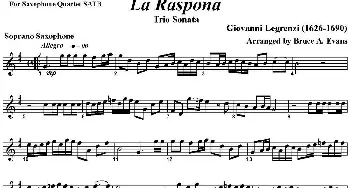 萨克斯谱 | La Raspona(四重奏·高音萨克斯分谱）