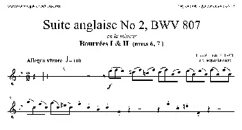 萨克斯谱 | Suite anglaise No 2,BWV 807(法国组曲之二·布列舞曲）(上低音萨克斯分谱)巴赫