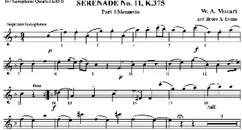 萨克斯谱 | SERENADE No.11 K.375 Part 4 Menuetto(四重奏·高音萨克斯分谱）