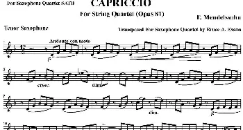 萨克斯谱 | CAPRICCIO(四重奏·次中音萨克斯分谱）