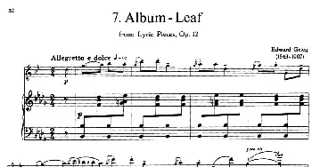萨克斯谱 | 15首古典萨克斯独奏曲 7 Album-Leaf(中音萨克斯+钢琴伴奏）