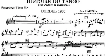 萨克斯谱 | HISTOIRE DU TANGO(四重奏次中音分谱)皮耶佐拉