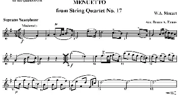 萨克斯谱 | MENUETTO from String Quartet No.17(四重奏·高音萨克斯分谱）