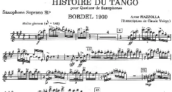 萨克斯谱 | HISTOIRE DU TANGO(四重奏高音分谱)皮耶佐拉