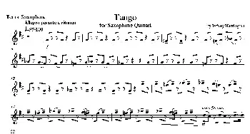 萨克斯谱 | Tango(四重奏次中音萨克斯分谱）