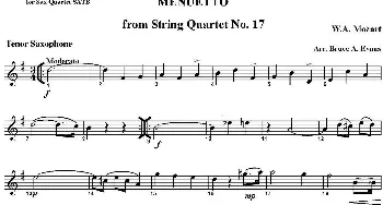 萨克斯谱 | MENUETTO from String Quartet No.17(四重奏·次中音萨克斯分谱）