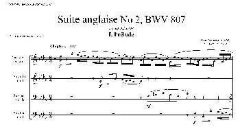 萨克斯谱 | Suite anglaise No 2,BWV 807(法国组曲之二·前奏曲）(四重奏总谱)巴赫