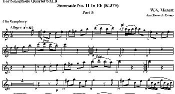 萨克斯谱 | SERENADE No.11 in Eb K.375 Part 5(四重奏·中音萨克斯分谱）