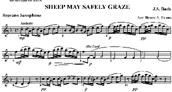 萨克斯谱 | SHEEP MAY SAFELY GRAZE(四重奏·高音萨克斯分谱）
