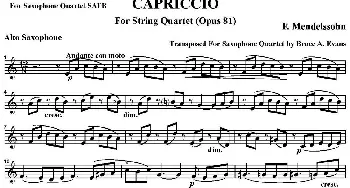 萨克斯谱 | CAPRICCIO(四重奏·中音萨克斯分谱）