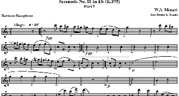 萨克斯谱 | SERENADE No.11 in Eb K.375 Part 5(四重奏·上低音萨克斯分谱）