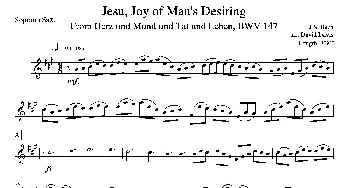 萨克斯谱 | Jesu,Joy of Man's Desiring(四重奏高音萨克斯分谱）