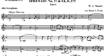 萨克斯谱 | SERENADE No.11 in Eb K.375 Part 1(四重奏·中音萨克斯分谱）