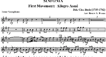 萨克斯谱 | SINFONIA First Movement Allegro Assai(四重奏·次中音萨克斯分谱）