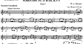 萨克斯谱 | SERENADE No.11 in Eb K.375 Part 1(四重奏·高音萨克斯分谱）