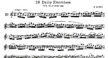 萨克斯谱 | 25 Daily Exercises 之19  H·klose