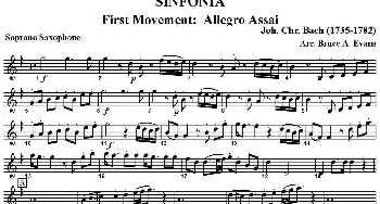 萨克斯谱 | SINFONIA First Movement Allegro Assai(四重奏·高音萨克斯分谱）