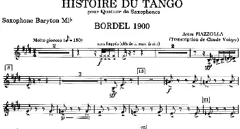 萨克斯谱 | HISTOIRE DU TANGO(四重奏上低音分谱)皮耶佐拉