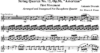 萨克斯谱 | String Quartet No.12 Op.96(四重奏·次中音萨克斯分谱）