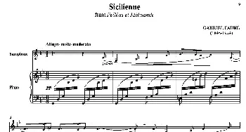 萨克斯谱 | Sicilienne(萨克斯+钢琴伴奏）