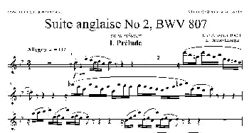 萨克斯谱 | Suite anglaise No 2,BWV 807(法国组曲之二·前奏曲）(中音萨克斯分谱)巴赫