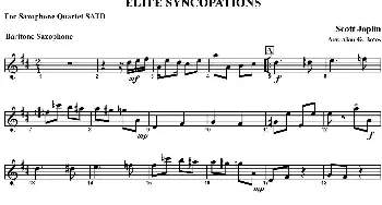 萨克斯谱 | ELITE SYNCOPATIONS(四重奏·上低音萨克斯分谱）