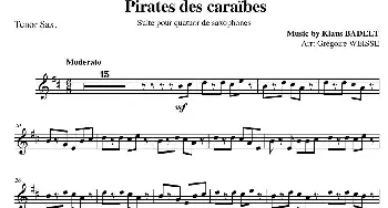 萨克斯谱 | 加勒比海盗(四重奏之次中音萨克斯分谱）