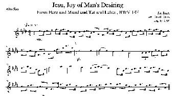 萨克斯谱 | Jesu,Joy of Man's Desiring (四重奏中音萨克斯分谱）