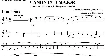 萨克斯谱 | CANON IN D MAJOR(四重奏·次中音萨克斯分谱）