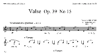 萨克斯谱 | 圆舞曲 Op39 No15(四重奏上低音萨克斯分谱)J·勃拉姆斯