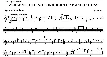 萨克斯谱 | WHILE STROLLING THROUGH THE PARK ONE DAY(四重奏）