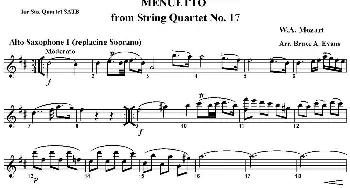 萨克斯谱 | MENUETTO from String Quartet No.17(四重奏·中音萨克斯分谱）