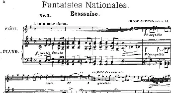 长笛曲谱 | Fantaisies nationales. Ecossais. (Op.59 No.2)长笛+钢琴伴奏  [丹麦]安德森